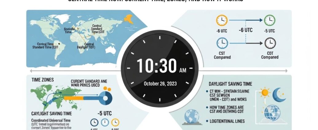 Check the current Central Time now (CST/CDT), learn which regions observe it, and understand daylight saving, time zones, and scheduling tips.